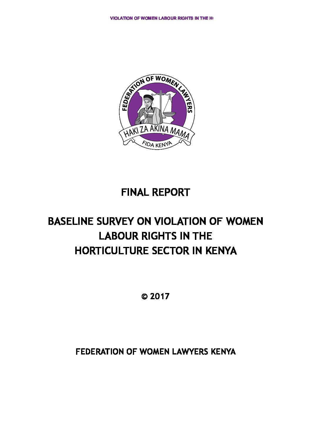 Baseline survey on violation of women labour rights in the horticulture sector in Kenya