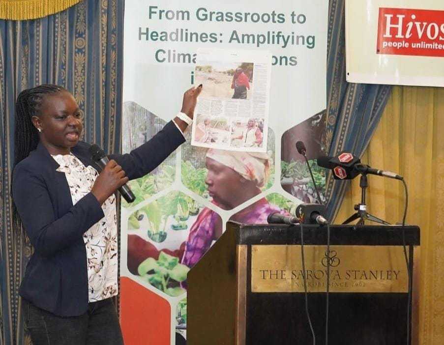 Tebby Otieno, environment reporter at Nation Media group, speaking at our breakfast round table. 