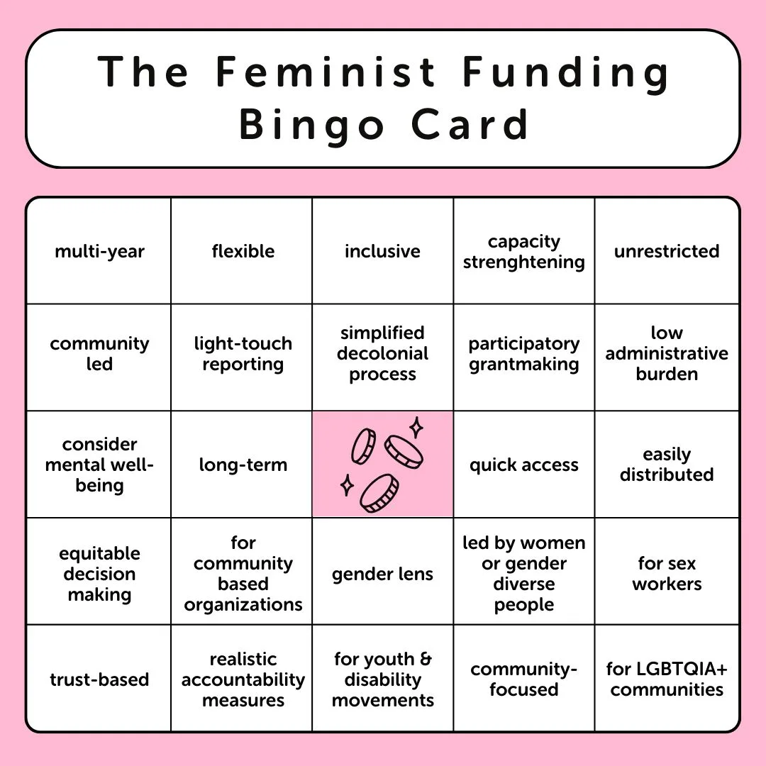 The feminist funding bingo card