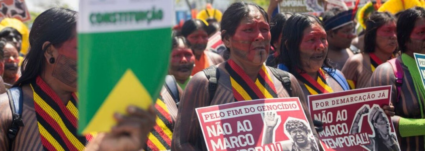 Largest gathering of Indigenous Peoples in history of Brazil protest infringing of their rights