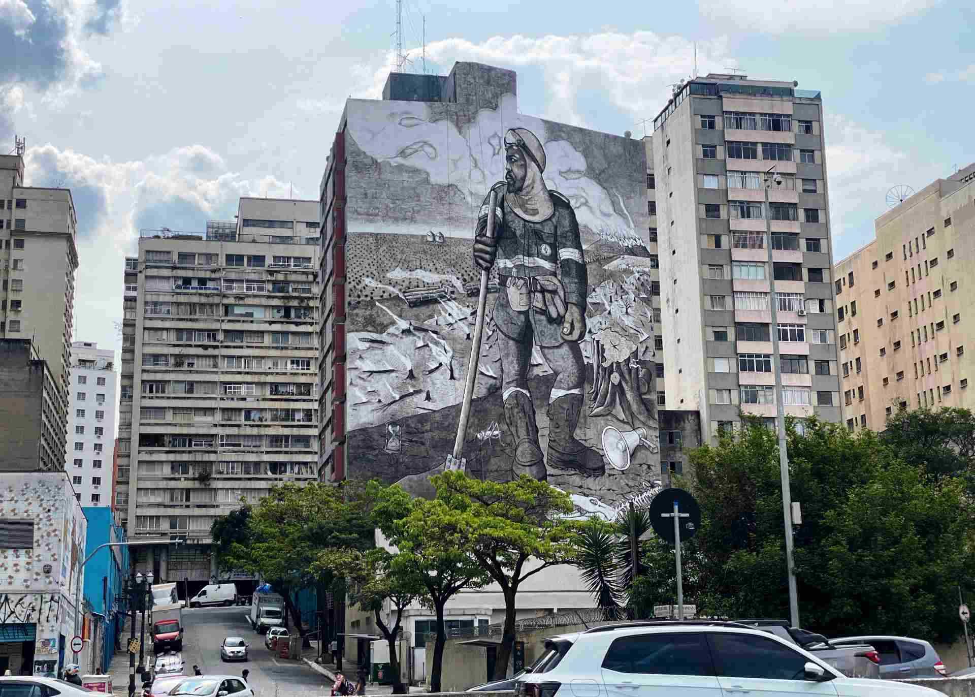  Graffiti mural in São Paulo, made from ash from Amazon wildfires