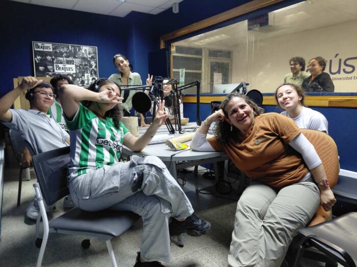 Participants in the podcast studying during the recording of the first podcast. 