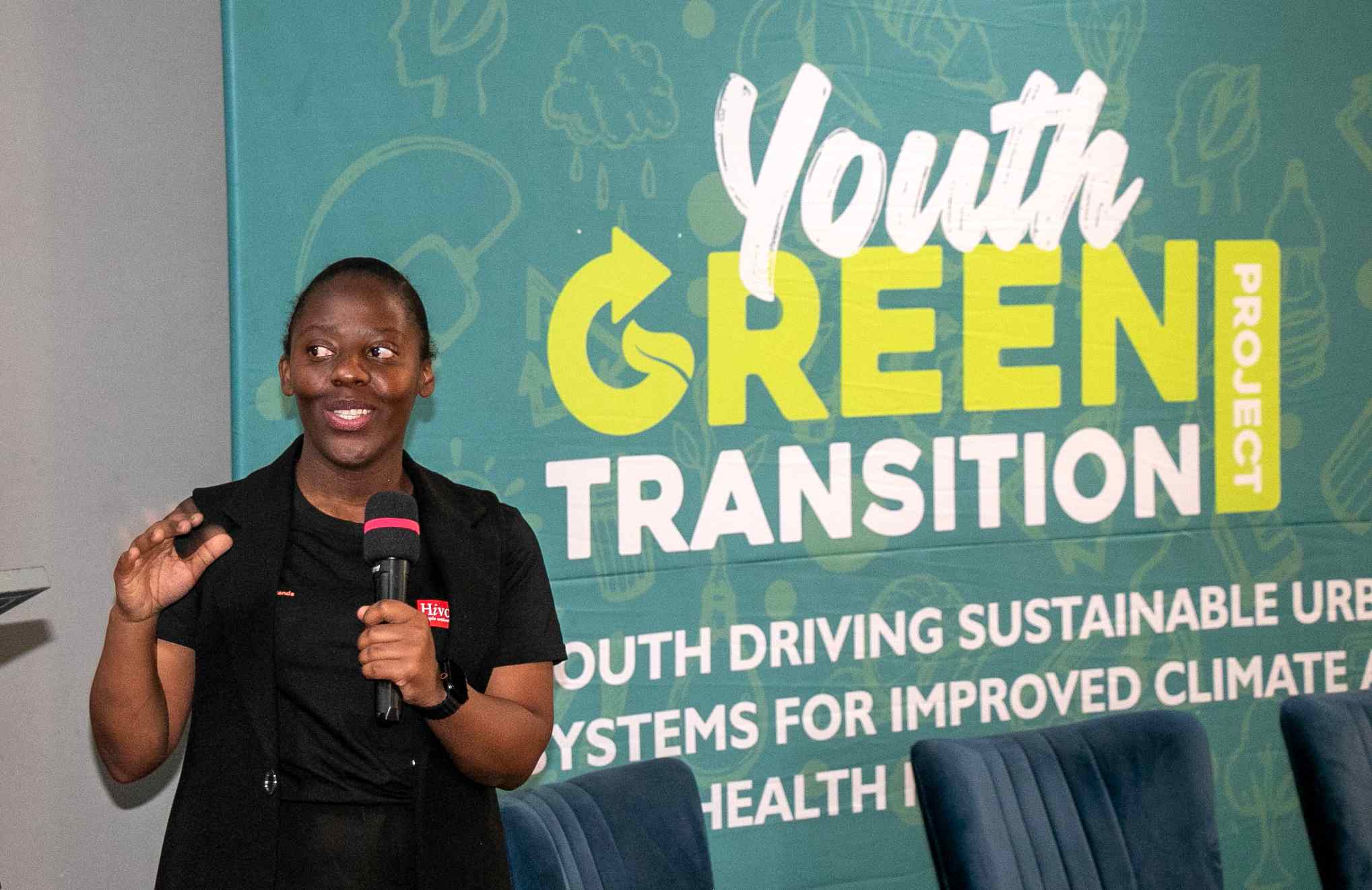 Sukoluhle Ndlovu sharing details of her business at the Youth Green Transition symposium